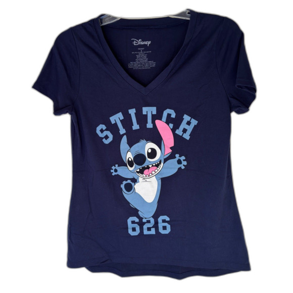 Disney STITCH 626 V Neck Ladies Size M Short Sleeve T -Shirt - Picture 1 of 4